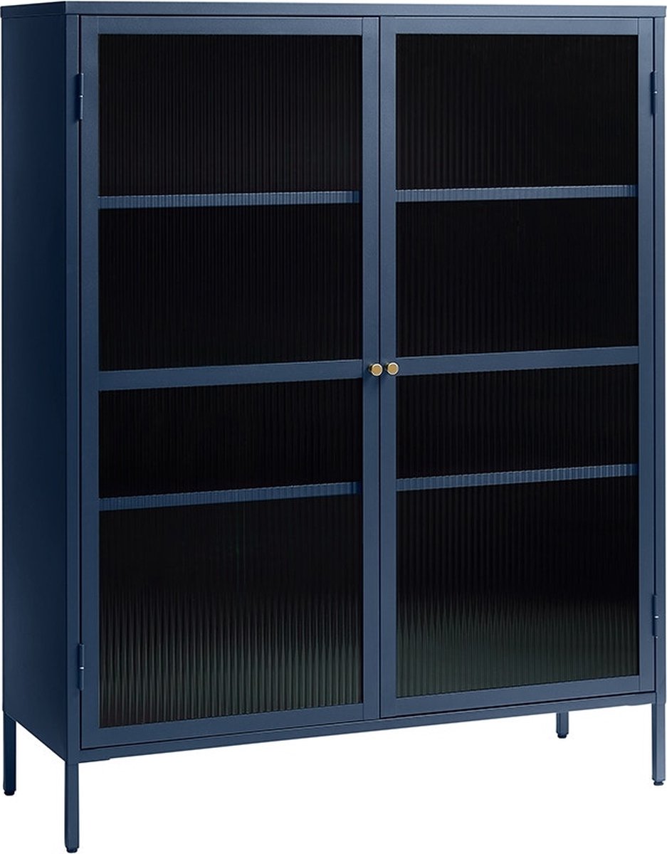Olivine Katja metalen vitrinekast - 111 x 140 cm - Blauw