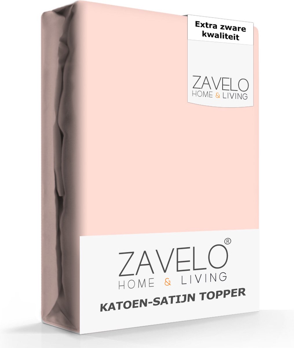 Slaaptextiel Zavelo Deluxe Katoen-satijn Topper Hoeslaken-lits-jumeaux (180x220 Cm) - Roze