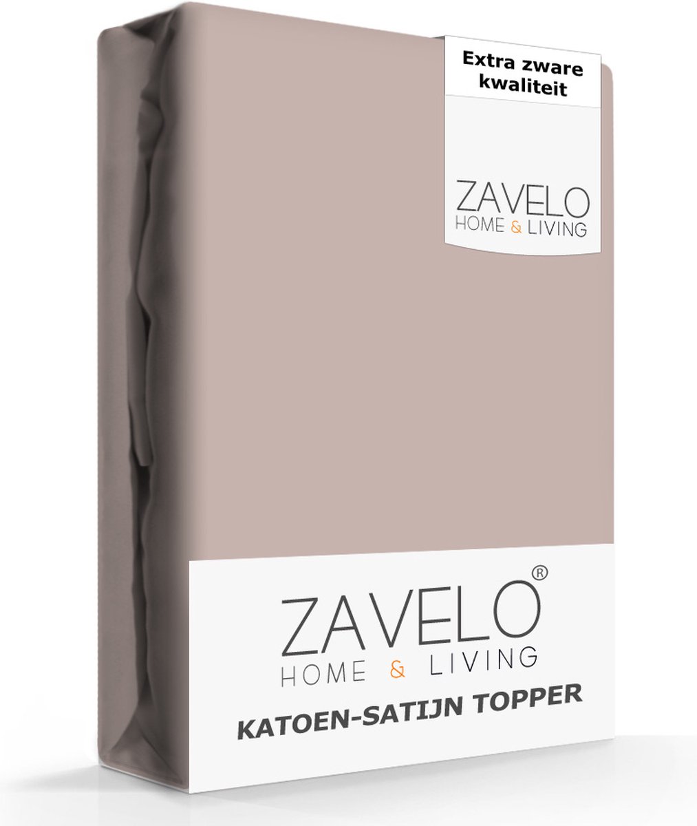 Slaaptextiel Zavelo Deluxe Katoen-satijn Topper Hoeslaken Zand-lits-jumeaux (160x200 Cm) - Beige