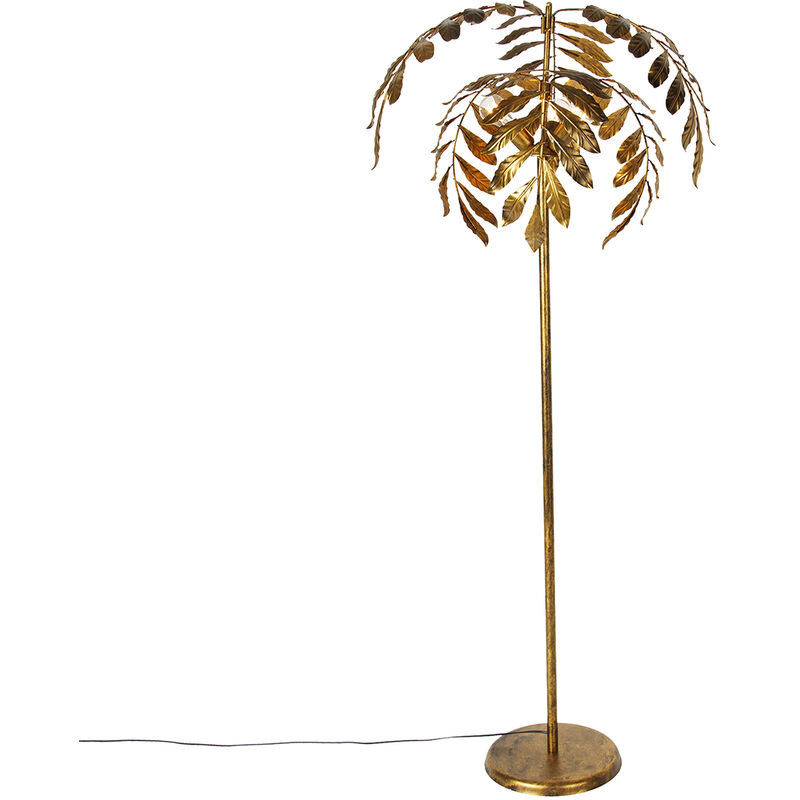 QAZQA Vloerlamp linden|messing - Klassiek | Antiek - D 65cm - Goud