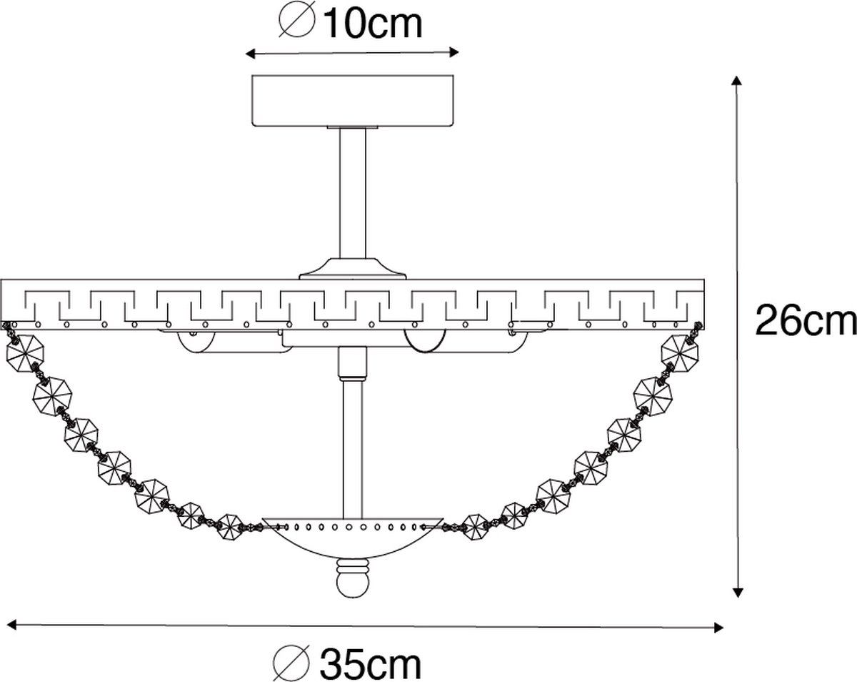QAZQA Plafondlamp mondrian - Staal - Klassiek | Antiek - D 35cm - Silver