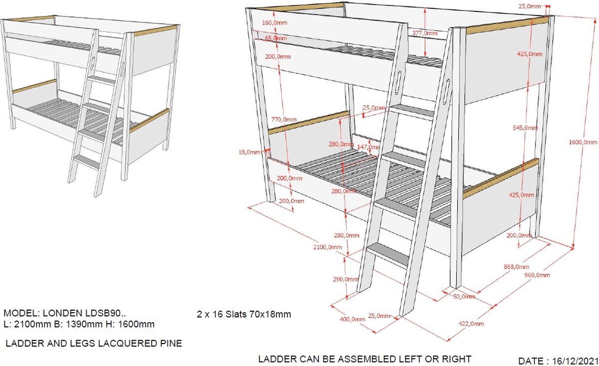 Vipack Londen Stapelbed Wit