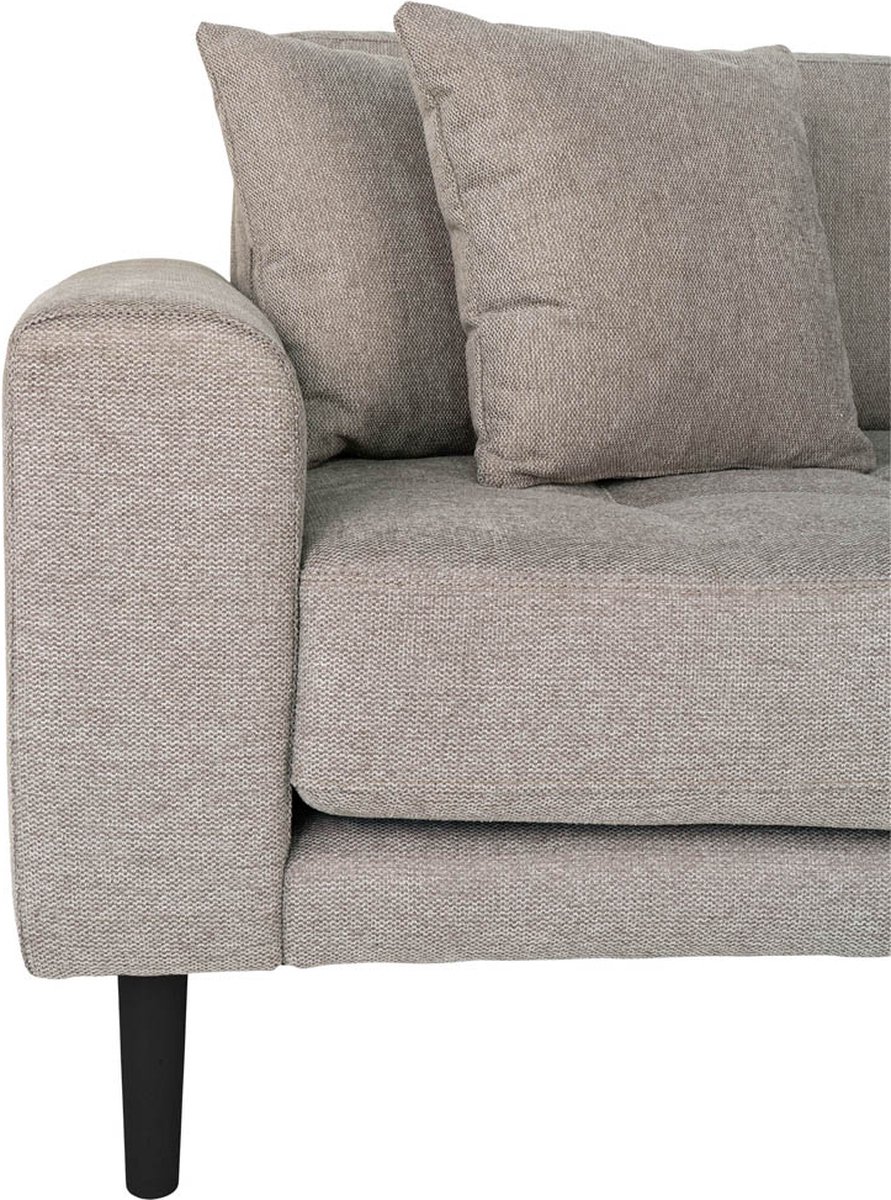 Hioshop Lido bank bank met chaise longue rechts gericht 4 kussens - Bruin