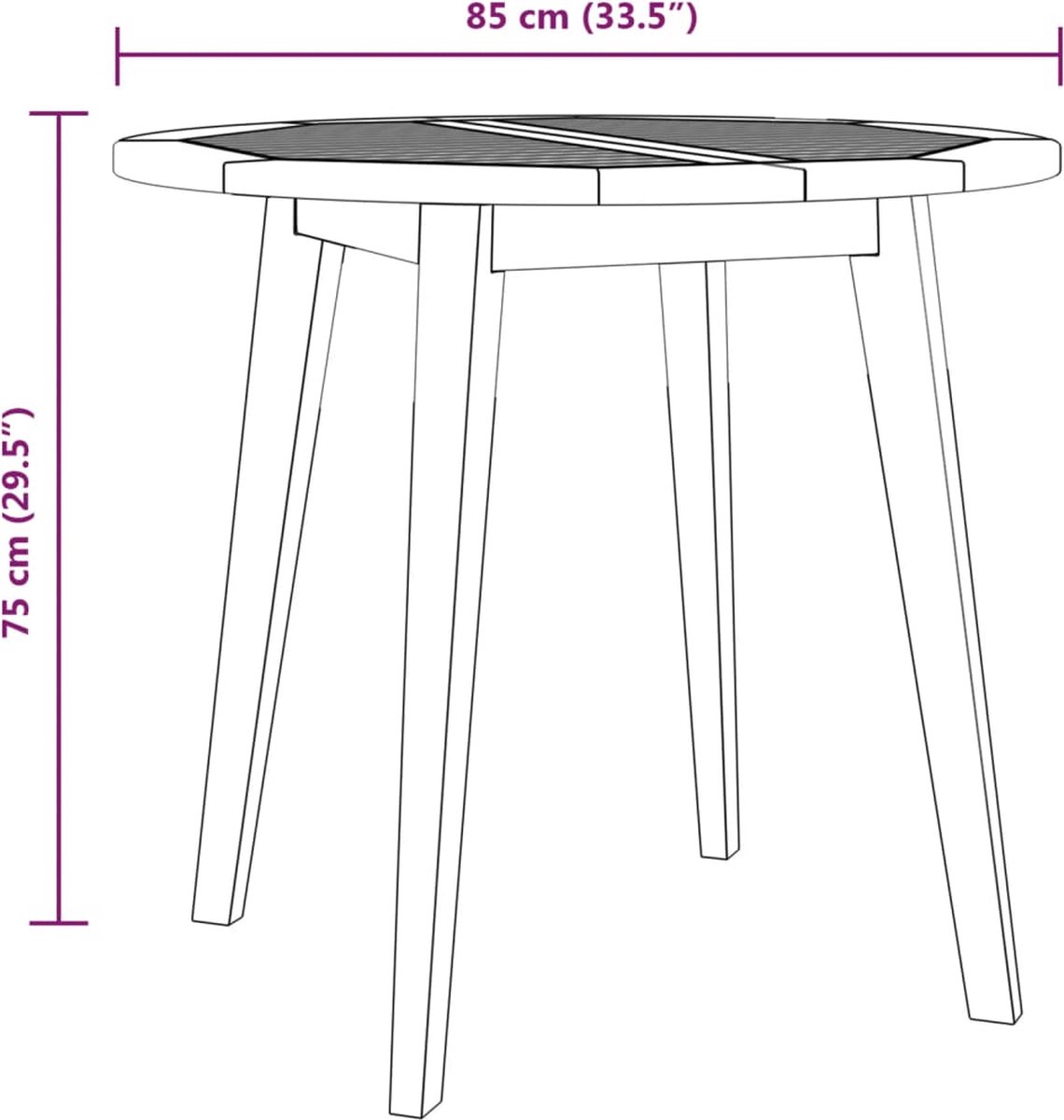 vidaXL Tuintafel Ø85x75 cm massief acaciahout - Bruin