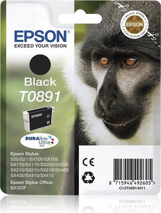 Epson T0891 Singlepack DURABrite Ultra Ink - Zwart
