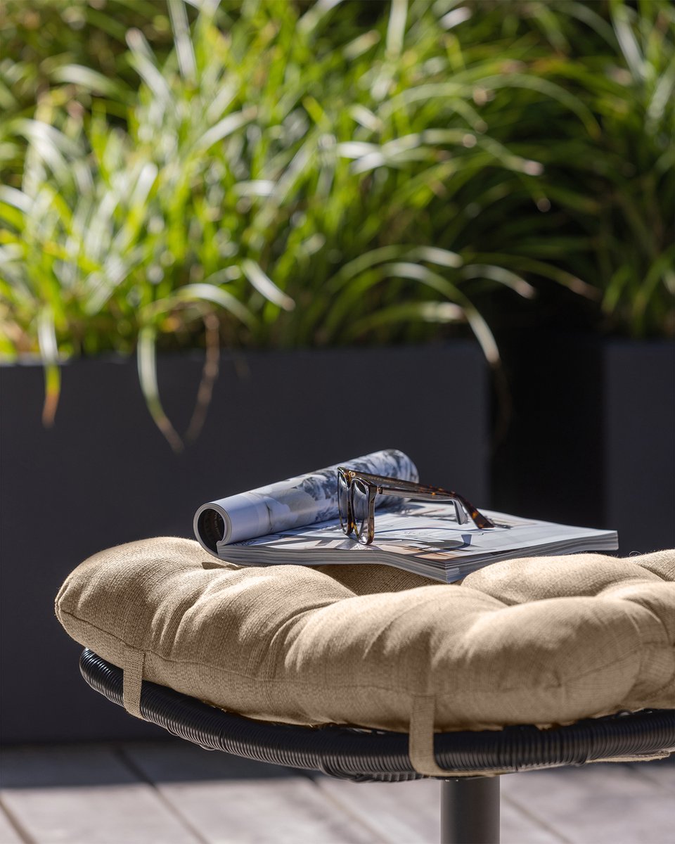 Woood Tuinhocker Vive - Rattan - Zand|Zwart - 37x63x46 - Beige