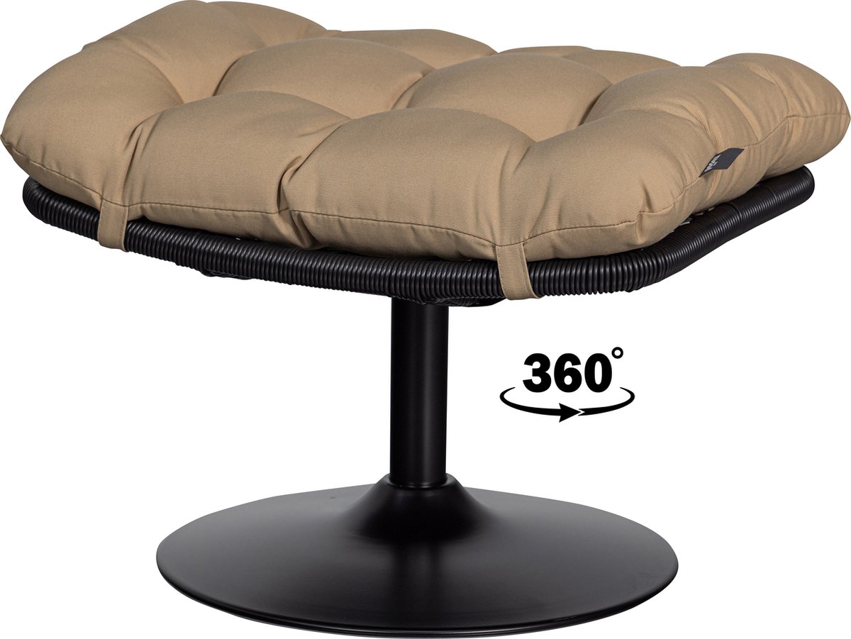 Woood Tuinhocker Vive - Rattan - Zand|Zwart - 37x63x46 - Beige