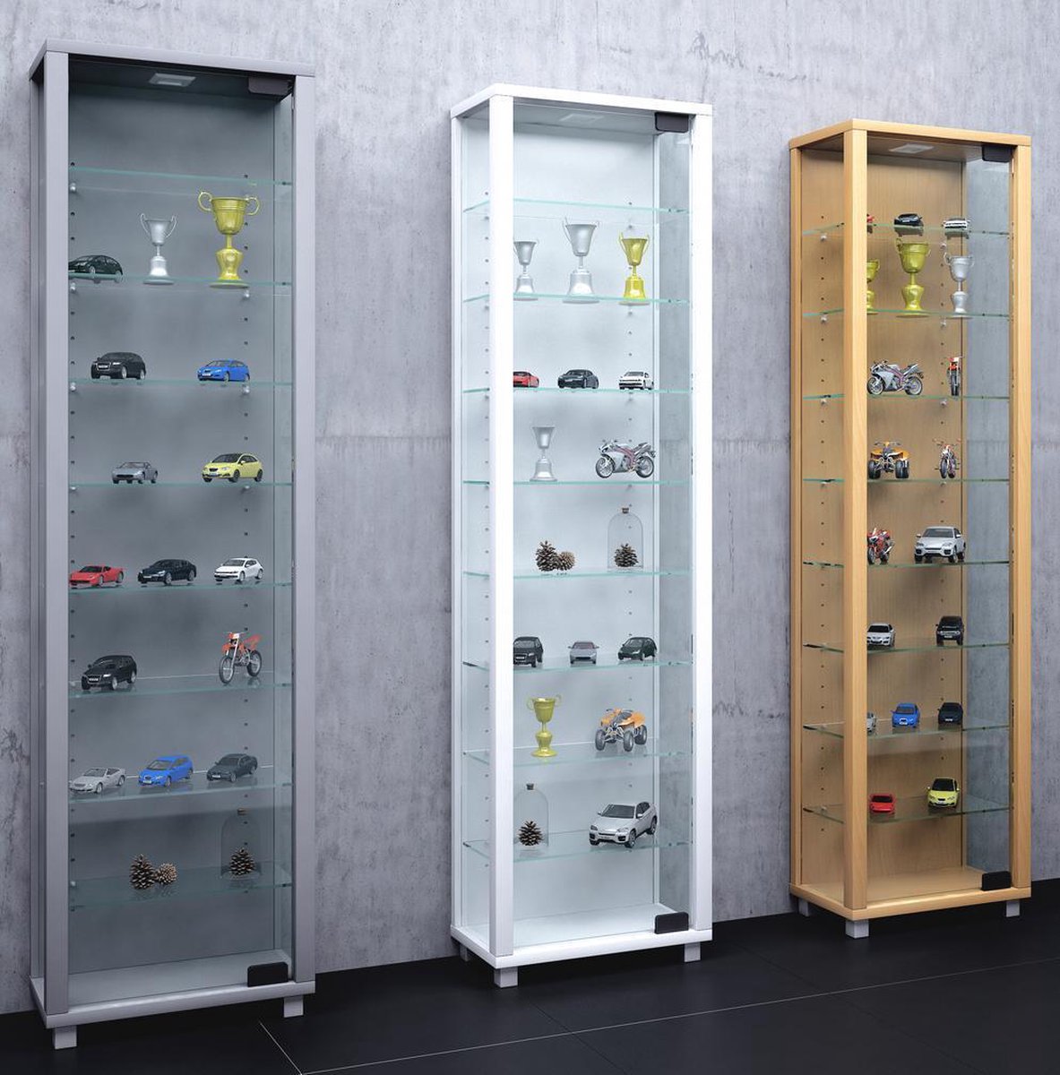 Hioshop Edana Maxi vitrinekast 1 glazen deur, glazen vitrinekast met