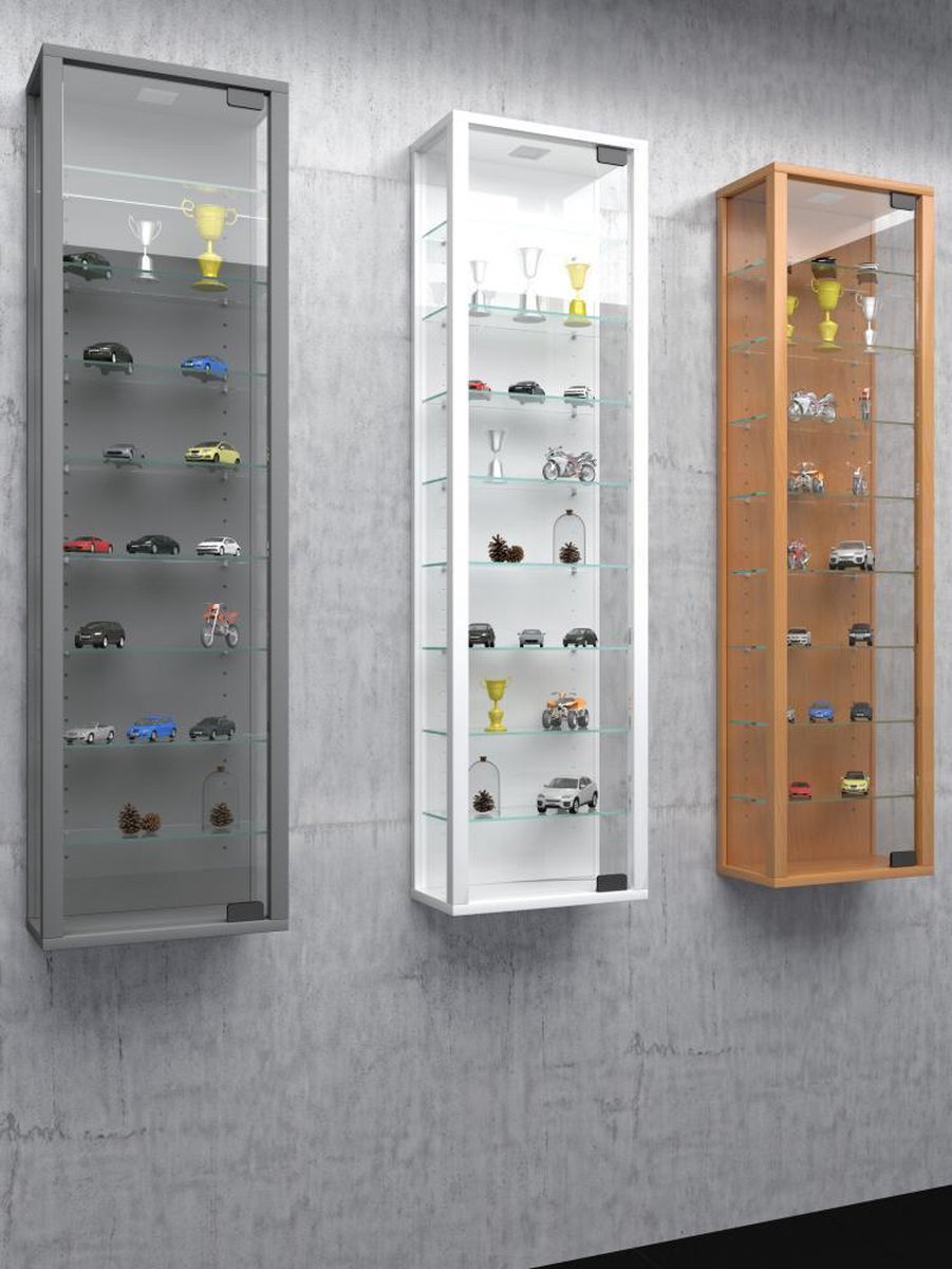 Hioshop Edana Maxi vitrinekast 1 glazen deur, glazen vitrinekast met