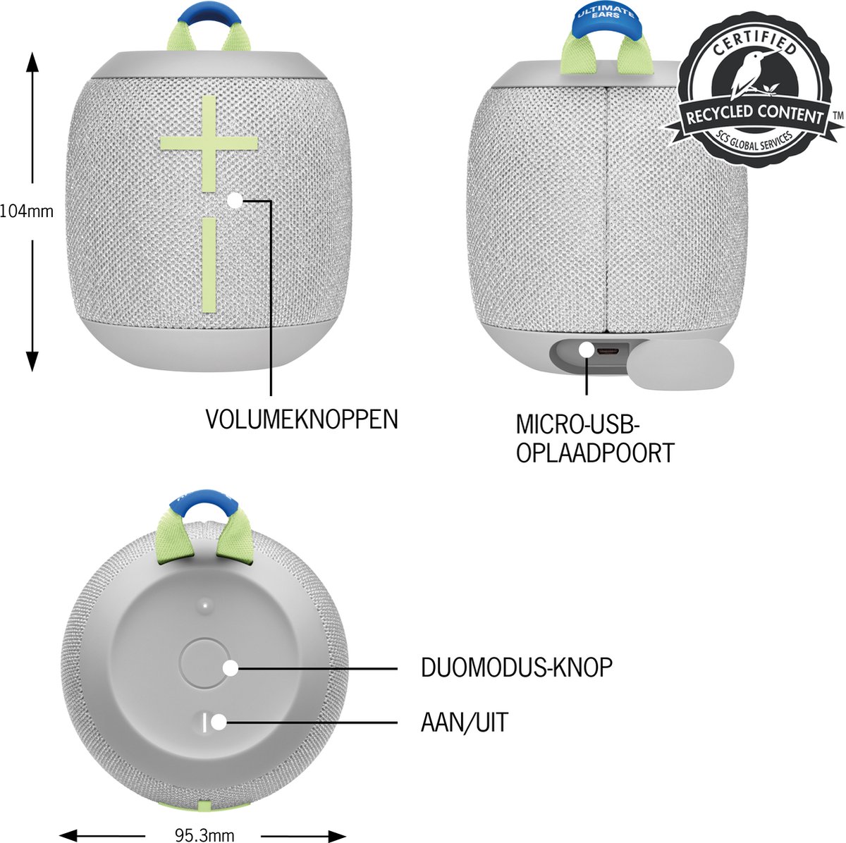 Logitech Dankzij De Draagbare Bluetooth®-luidsprekers Wonderboom 3 - Grijs