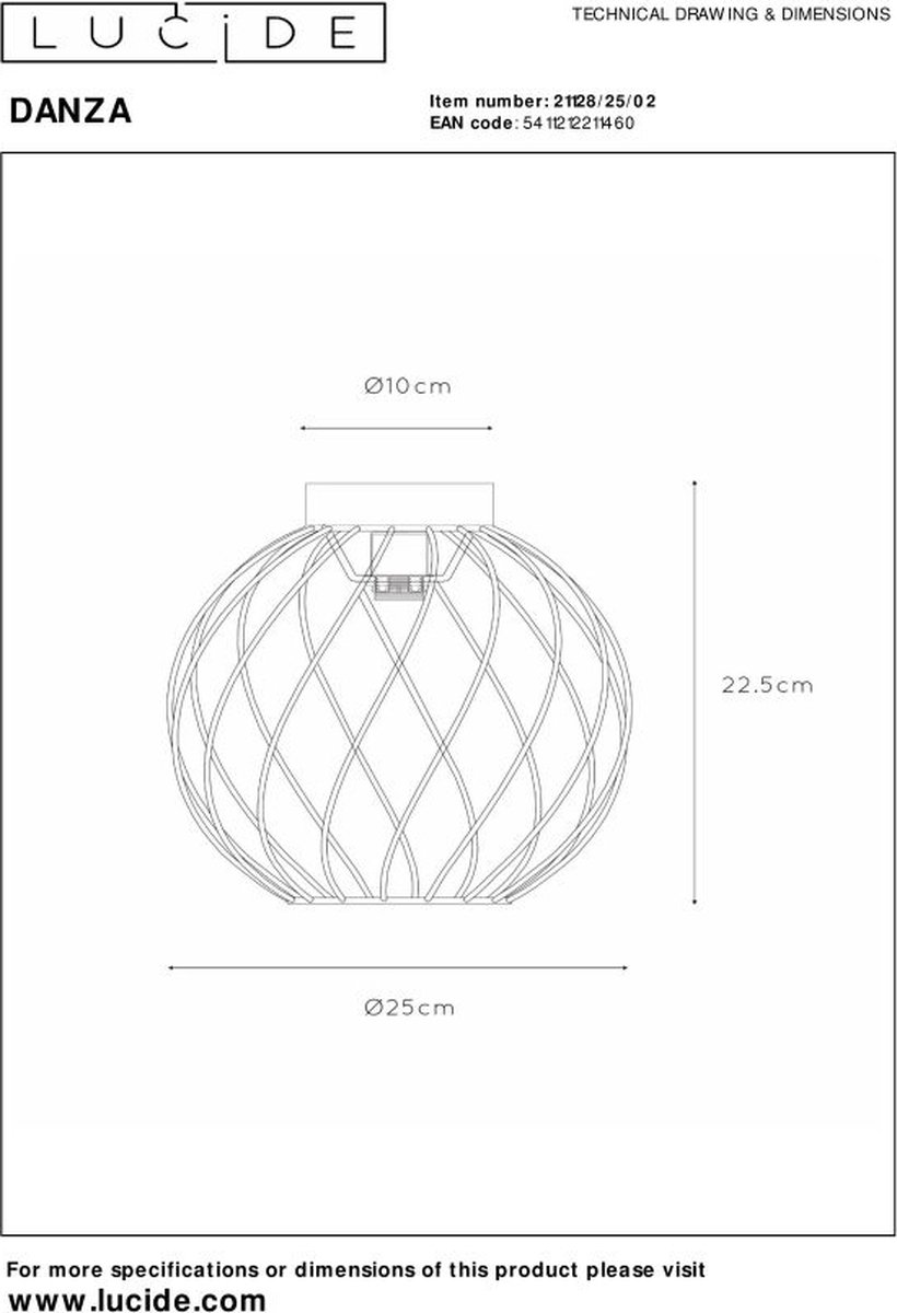 Lucide DANZA Plafonnière - Mat | Messing - Goud