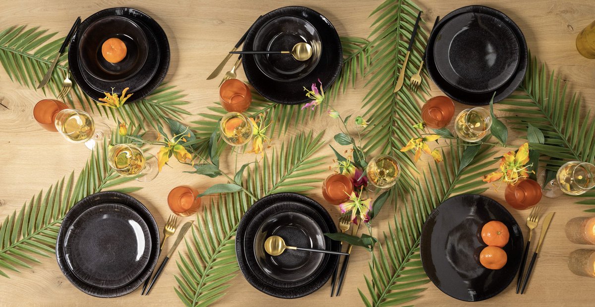 Studio Tavola Dinerborden New Black ø 27 cm - 6 Stuks - Zwart