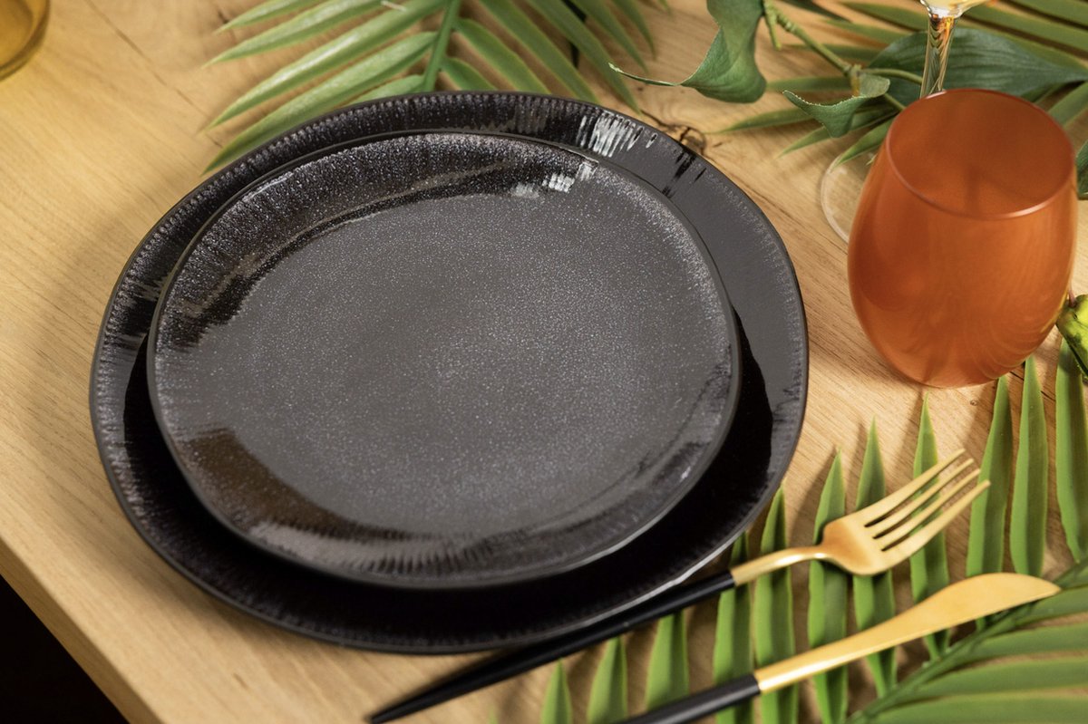 Studio Tavola Dinerborden New Black ø 27 cm - 6 Stuks - Zwart