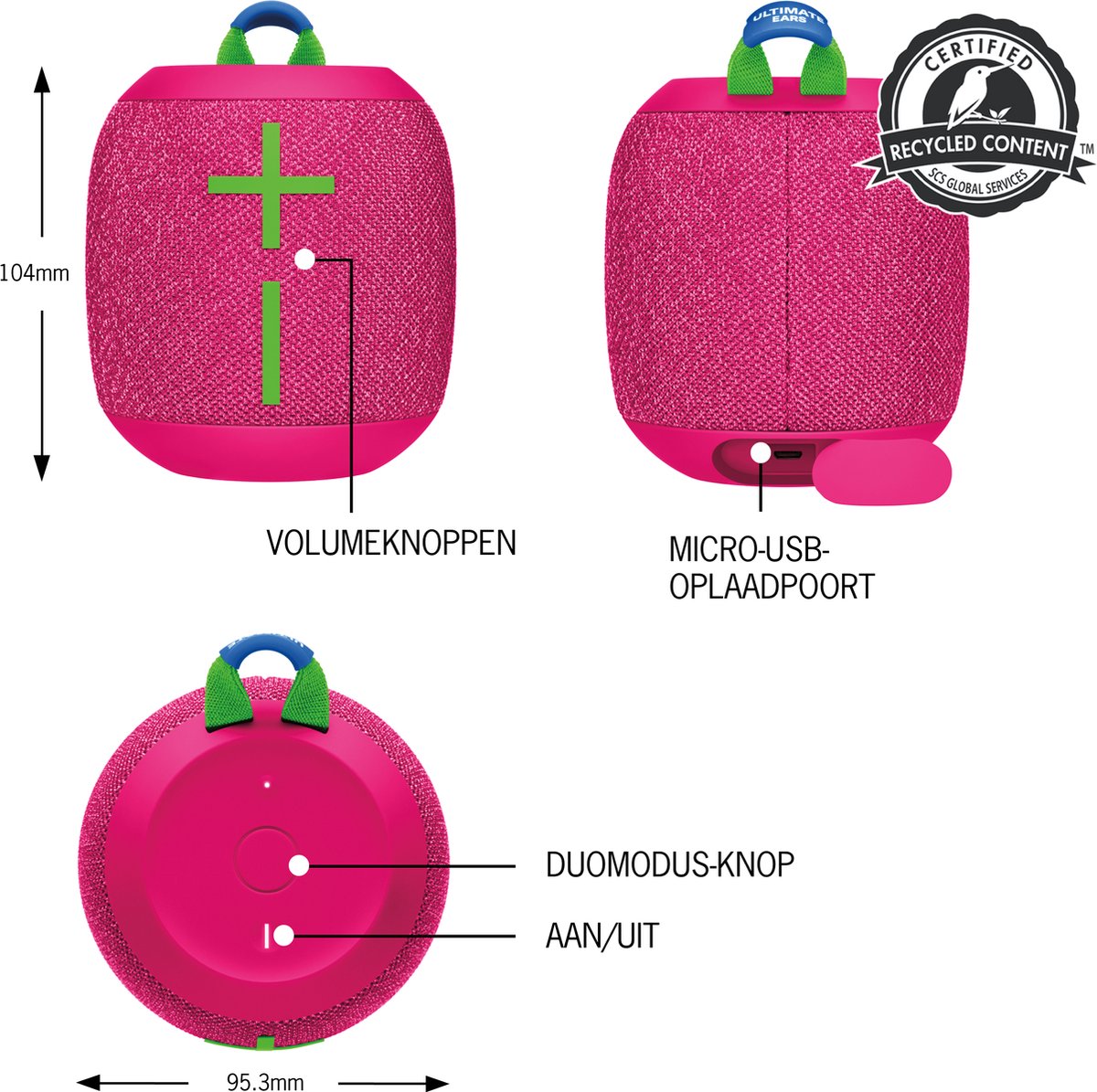 Logitech Dankzij De Draagbare Bluetooth®-luidsprekers Wonderboom 3 - Roze