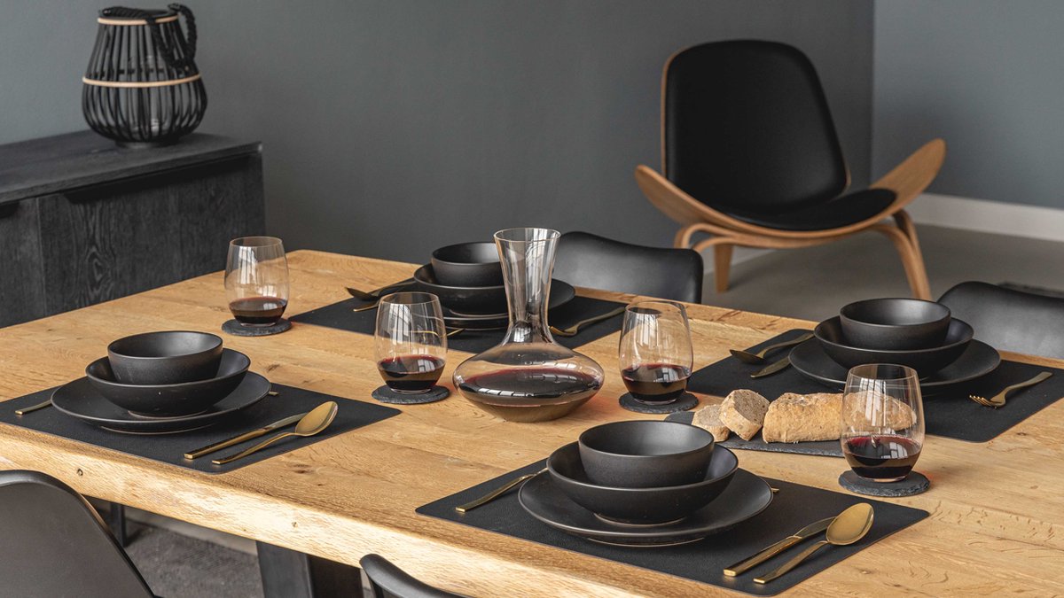 Easyline Studio Tavola Ontbijtborden Black Tie ø 19 cm - 6 Stuks - Zwart