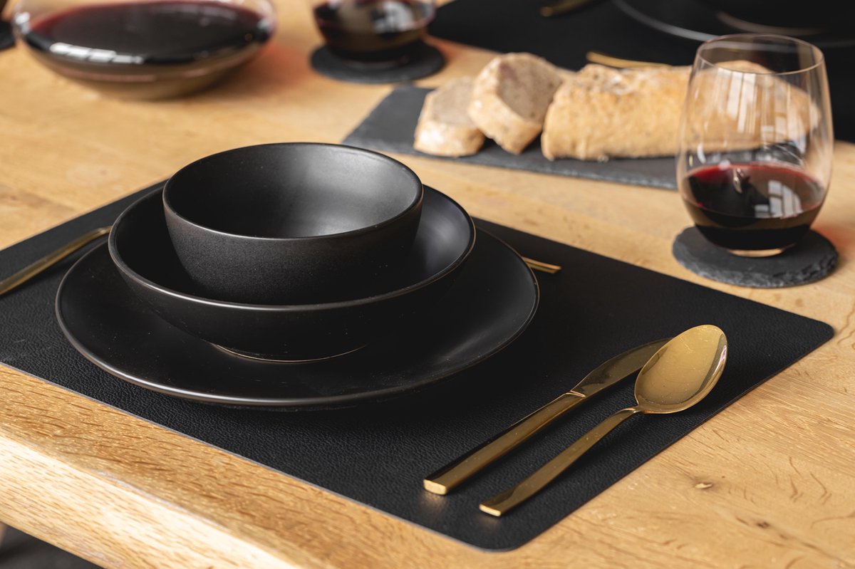 Easyline Studio Tavola Ontbijtborden Black Tie ø 19 cm - 6 Stuks - Zwart