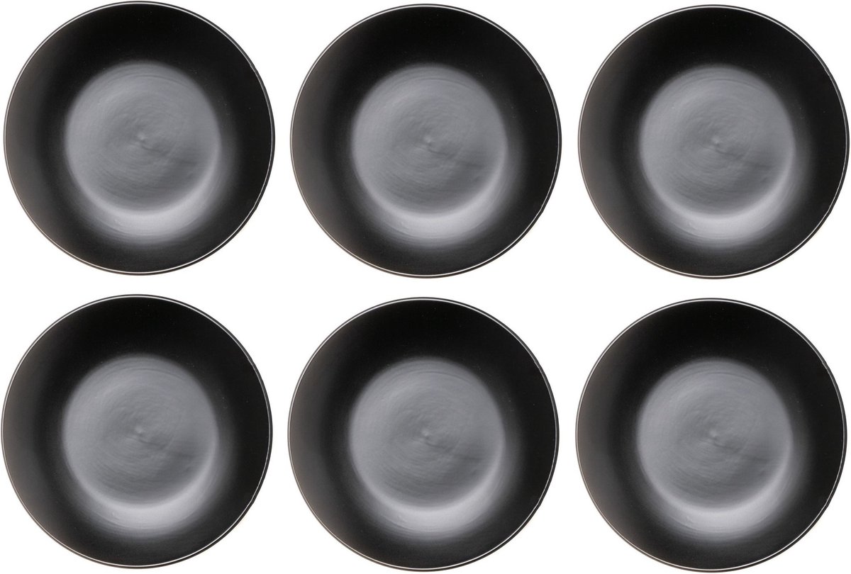 Easyline Studio Tavola Ontbijtborden Black Tie ø 19 cm - 6 Stuks - Zwart
