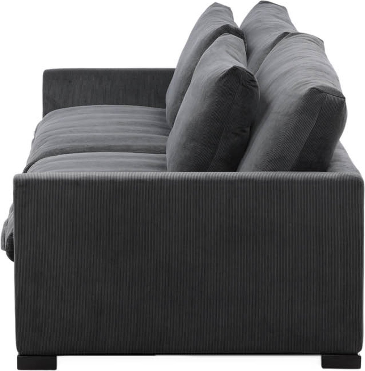 Hioshop Durham bank 3 persoons fluweel donker. - Grijs