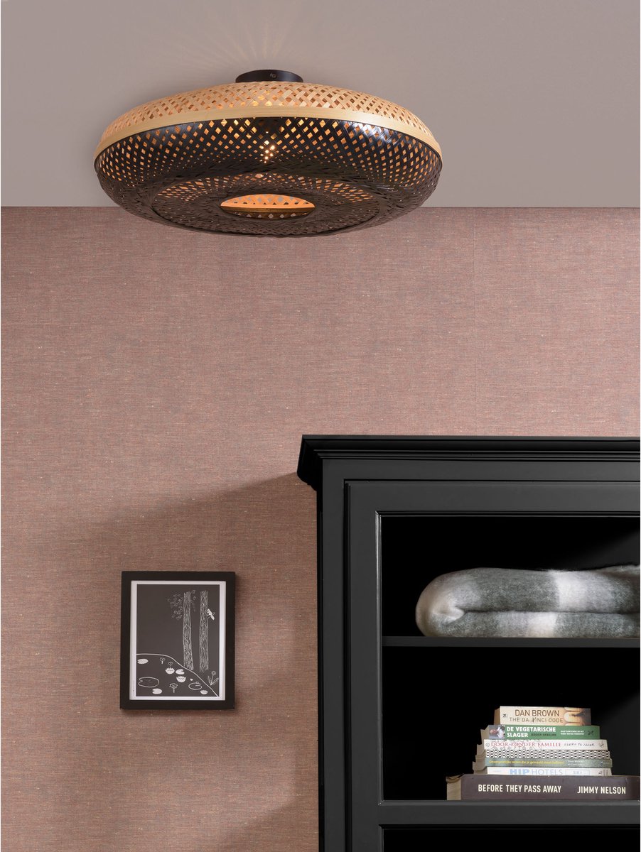 Good&Mojo Plafonniere Palawan - Bamboe| - Ø60cm - Zwart