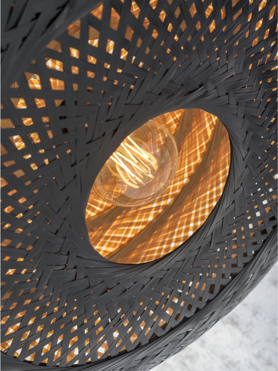 Good&Mojo Plafonniere Palawan - Bamboe| - Ø60cm - Zwart