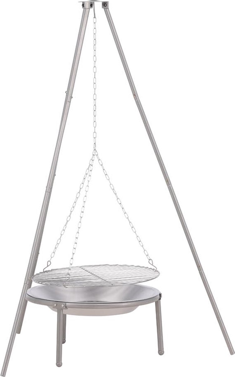 Hioshop Ukunda hangende grill, vuurplaats staal zilverkleurig. - Silver