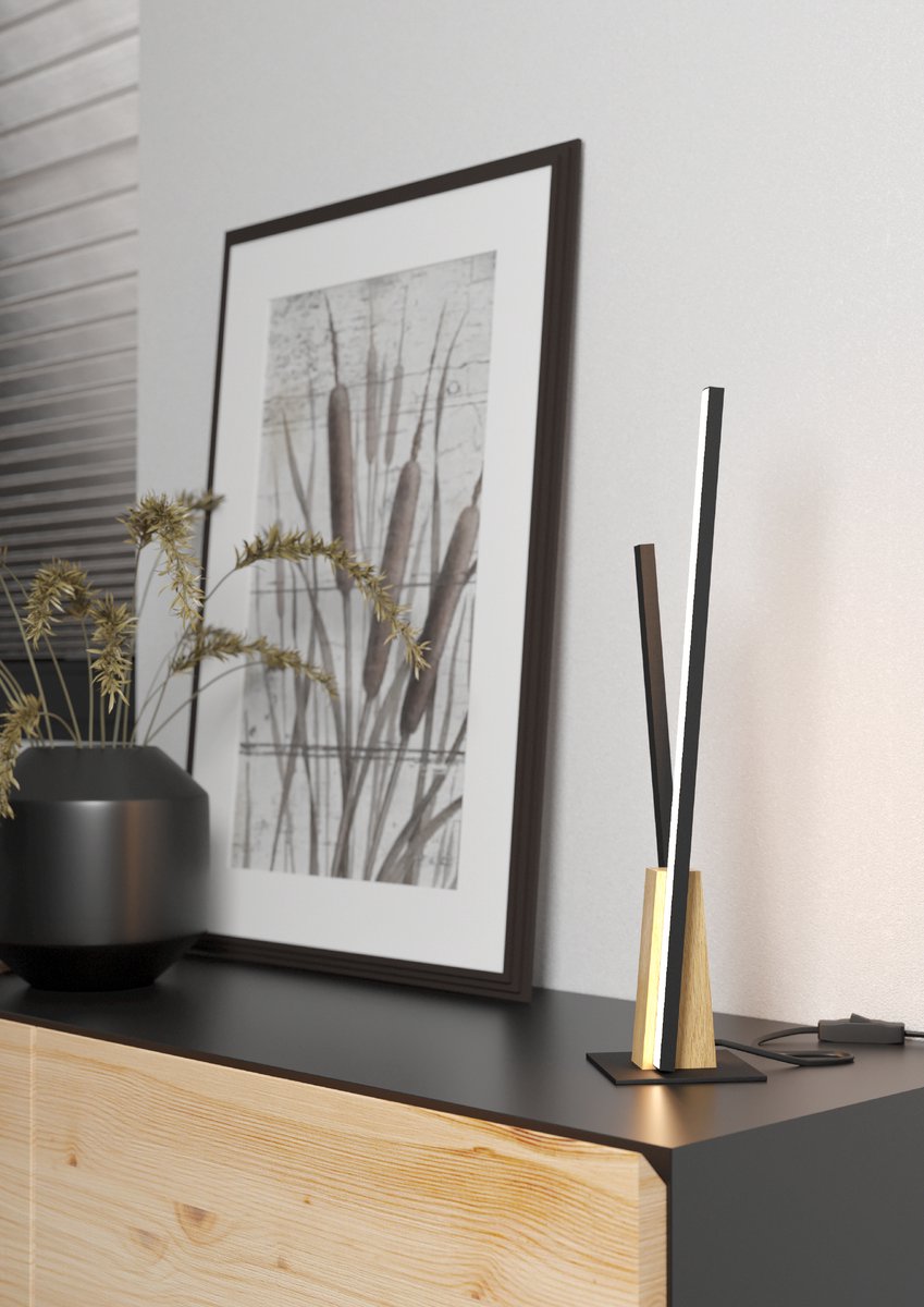 EGLO Panagria Tafellamp - LED - 45,5 cm - Zwart|Bruin|Wit