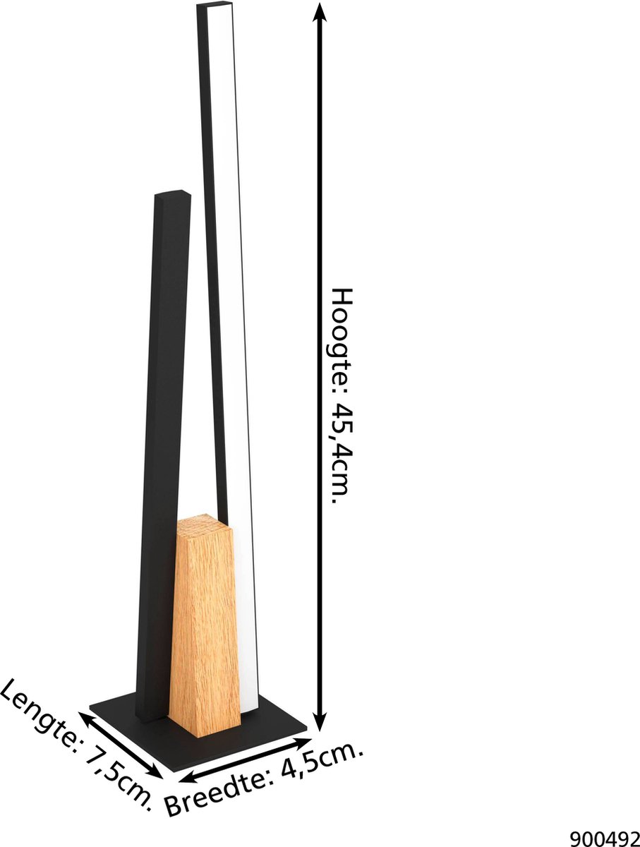 EGLO Panagria Tafellamp - LED - 45,5 cm - Zwart|Bruin|Wit