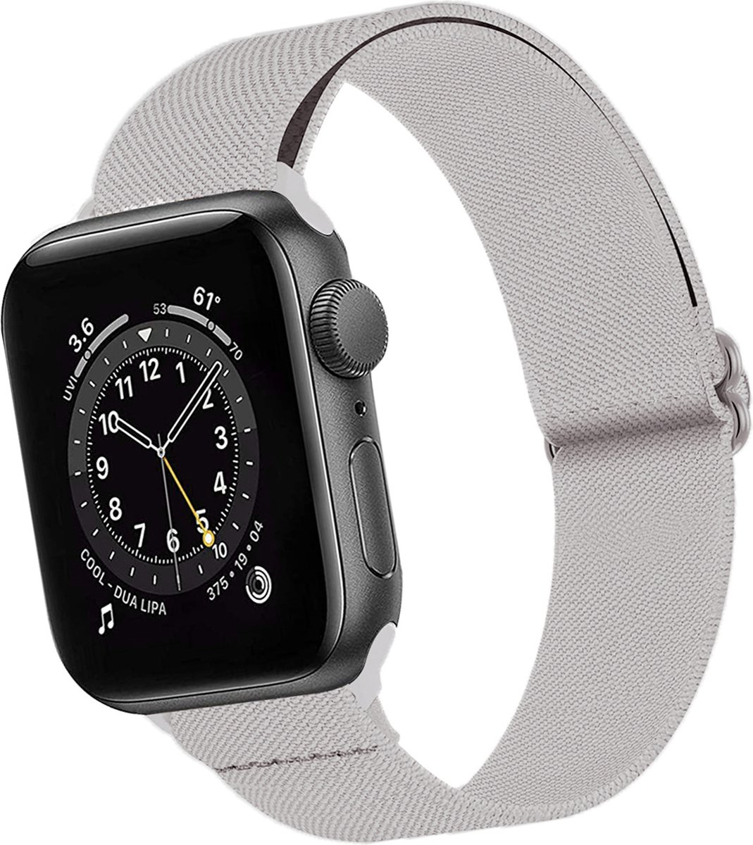 Basey Apple Watch Se (44mm) Bandje Stof Nylon Apple Watch Band Smart Watch Bandje - Grijs