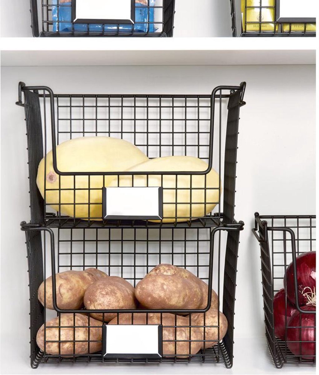 Idesign - Opbergmand, 30.8 X 25.4 X 20.2 Cm, Stapelbaar, Rvs, - Idesign Classico - Zwart