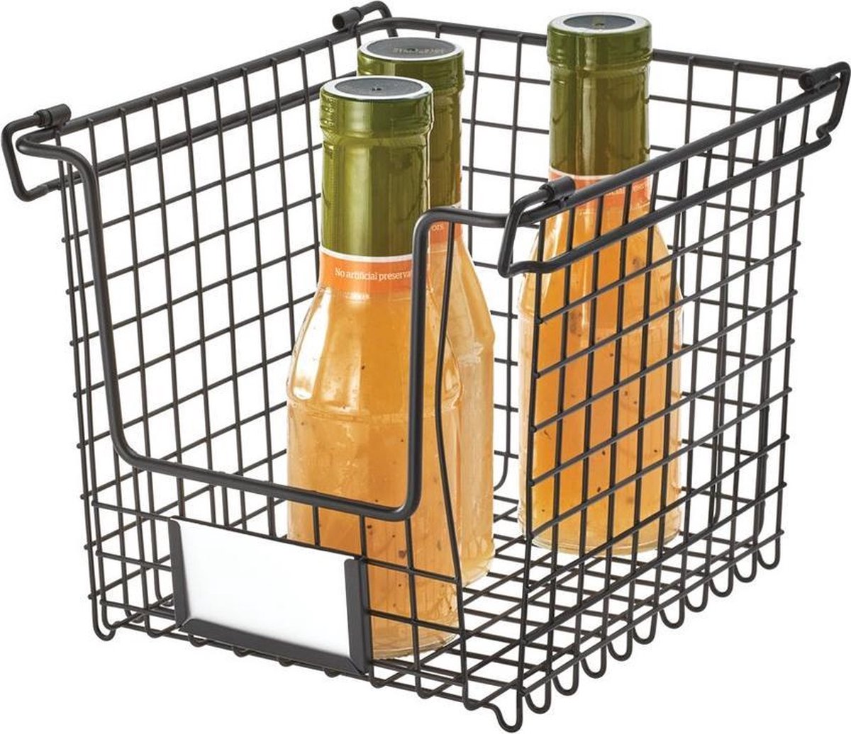 Idesign - Opbergmand, 30.8 X 25.4 X 20.2 Cm, Stapelbaar, Rvs, - Idesign Classico - Zwart
