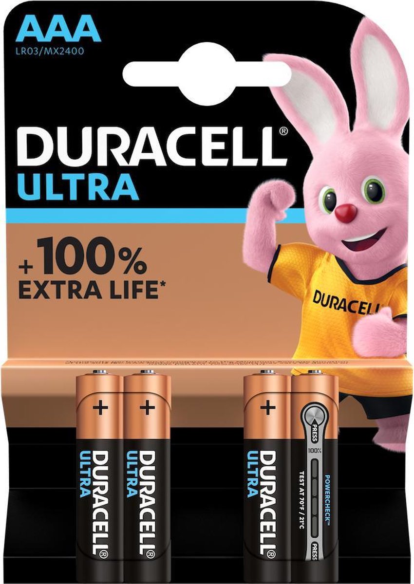 Duracell Batterij Ultra Power Aaa / Lr 4 Stuks - Aaa Lr03/mx2400 100% Extra Levensduur