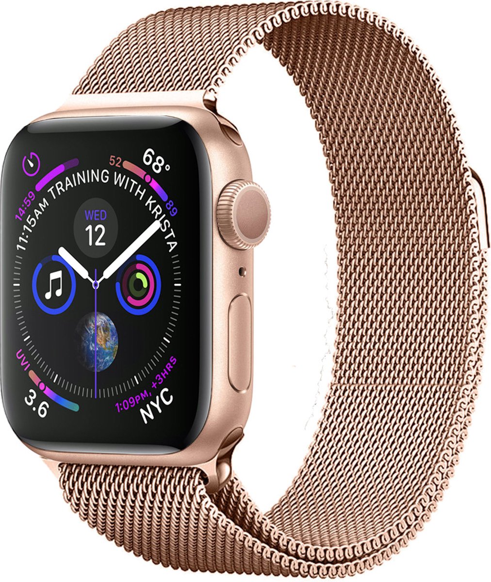 Basey Apple Watch Series 7 (45 Mm) Bandje Milanees Milanese Band Smart Watch Bandje Rvs