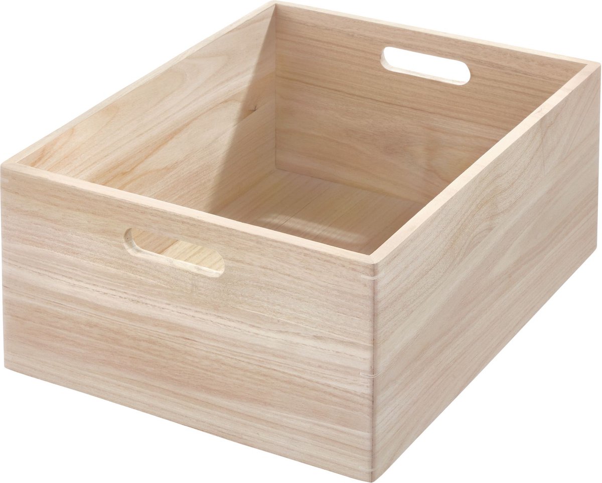 Idesign - Opbergbox Met Handgrepen, 38 X 46 X 20.5 Cm, Paulownia Hout, - Idesign The Home Edit - Beige