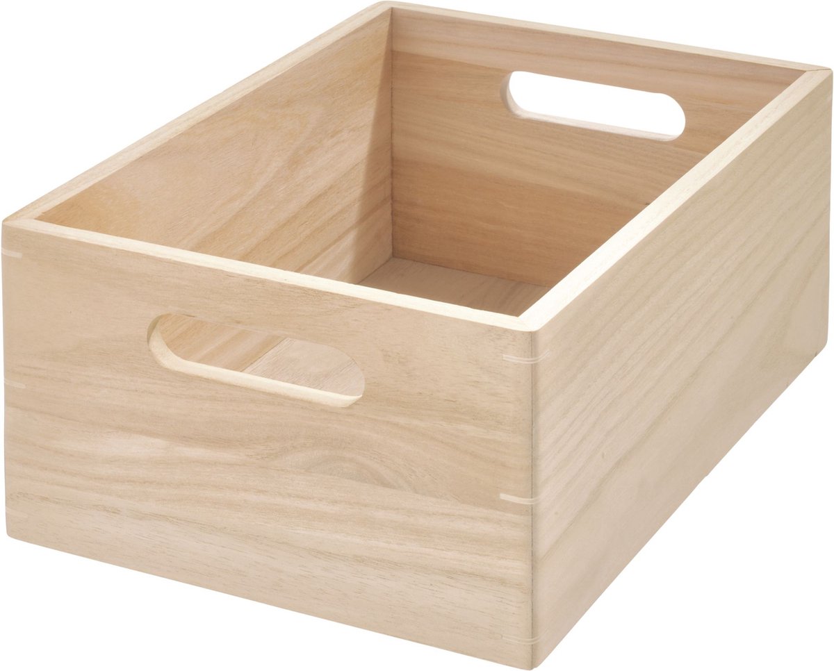 Idesign - Opbergbox Met Handgrepen, 25.5 X 38 X 15 Cm, Paulownia Hout, - Idesign The Home Edit - Beige