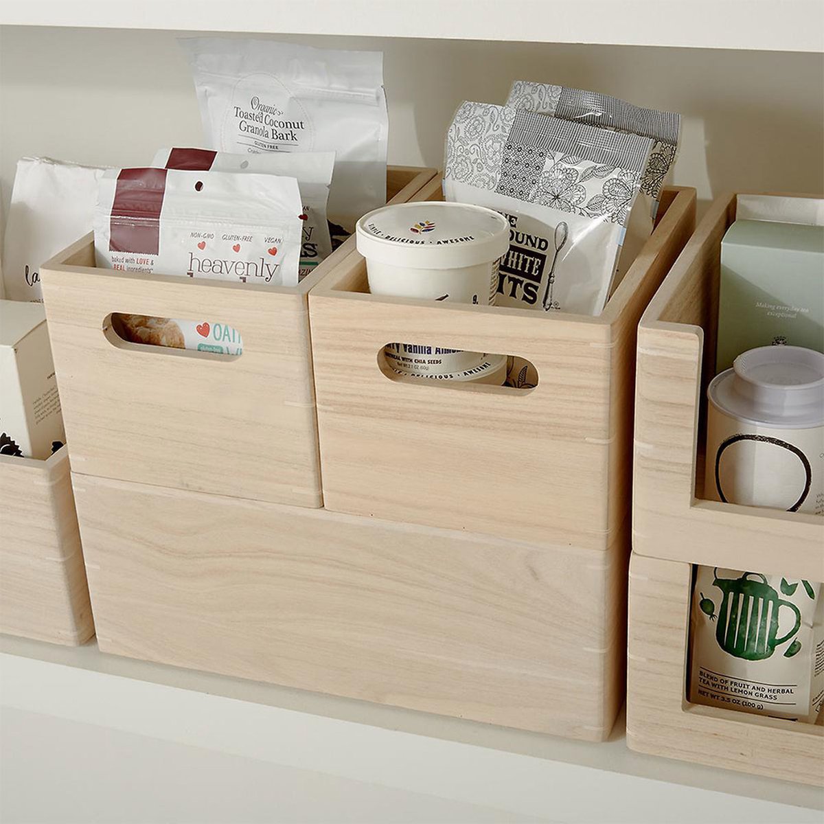 Idesign - Opbergbox, Open, 25.5 X 25.5 X 15 Cm, Paulownia Hout, - Idesign The Home Edit - Beige
