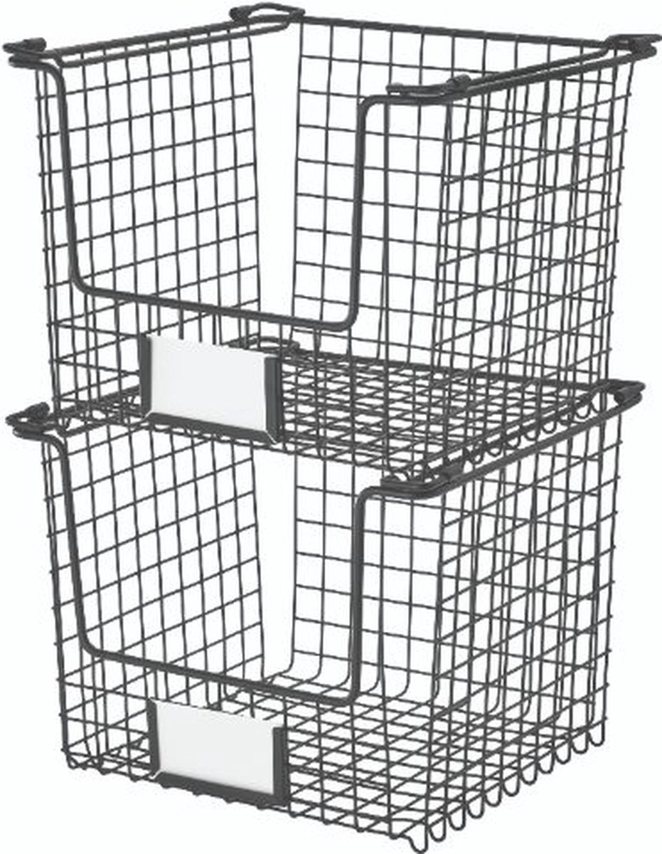 Idesign - Opbergmand, 25.5 X 25.5 X 20.5 Cm, Stapelbaar, Rvs, - Idesign Classico - Zwart