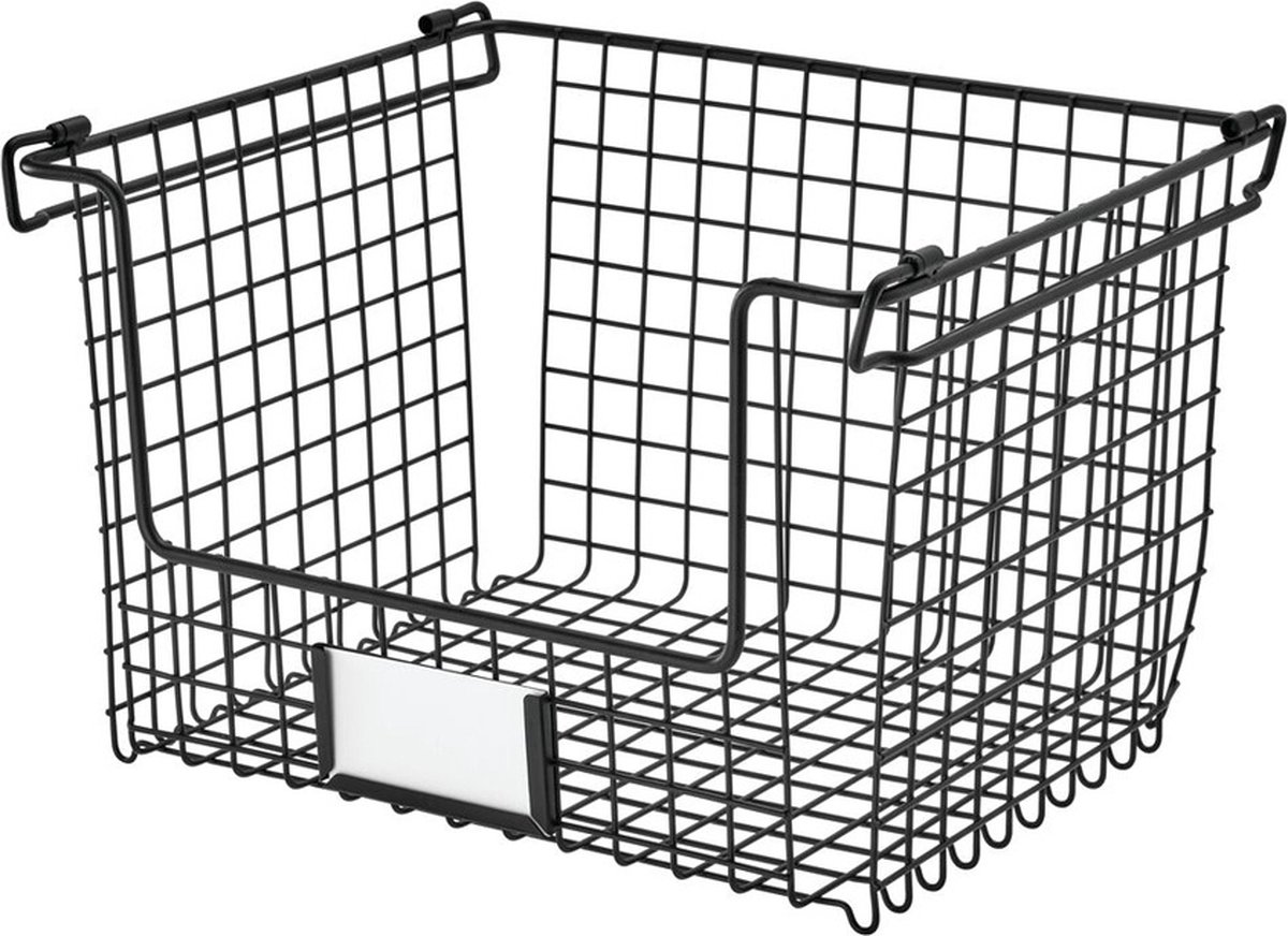 Idesign - Opbergmand, 25.5 X 25.5 X 20.5 Cm, Stapelbaar, Rvs, - Idesign Classico - Zwart