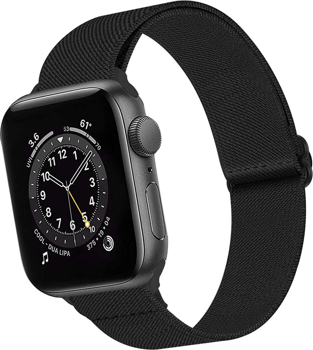 Basey Apple Watch Se (44mm) Bandje Stof Nylon Apple Watch Band Smart Watch Bandje - Zwart