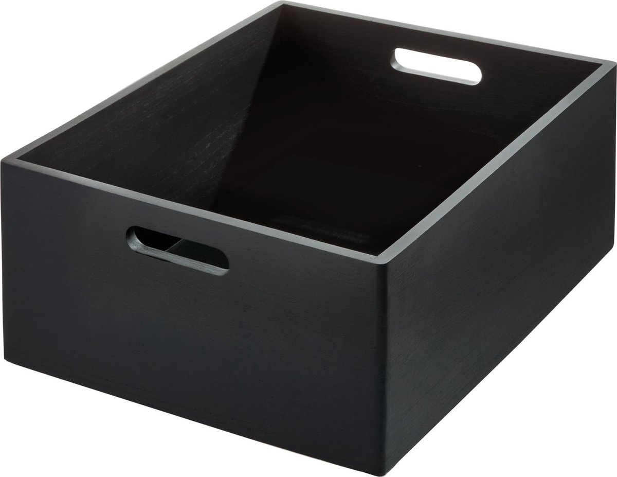 Idesign - Opbergbox Met Handgrepen, 38 X 46 X 20.5 Cm, Paulownia Hout, - Idesign The Home Edit - Zwart