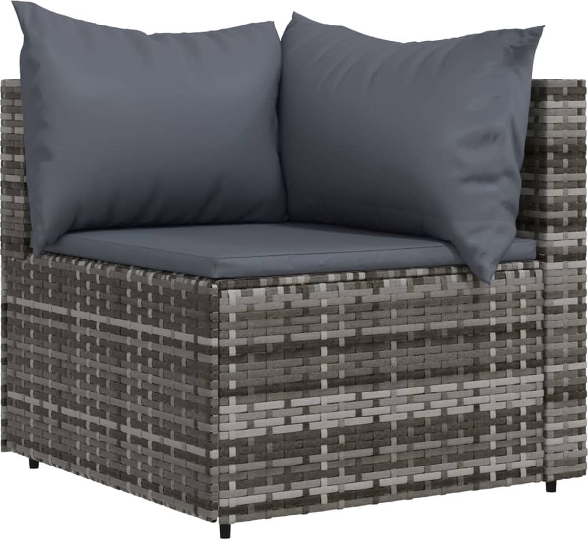 Vidaxl 3-delige Loungeset Met Kussens Poly Rattan - Grijs
