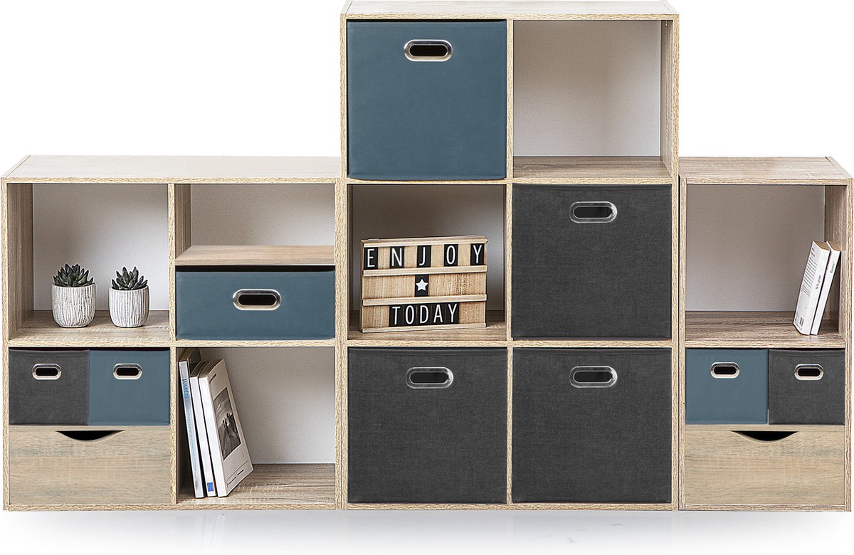 Set Van 4x Opbergmand 29 Liter Ijs Linnen 31 X 31 X 31 Cm - Opbergmanden - Blauw