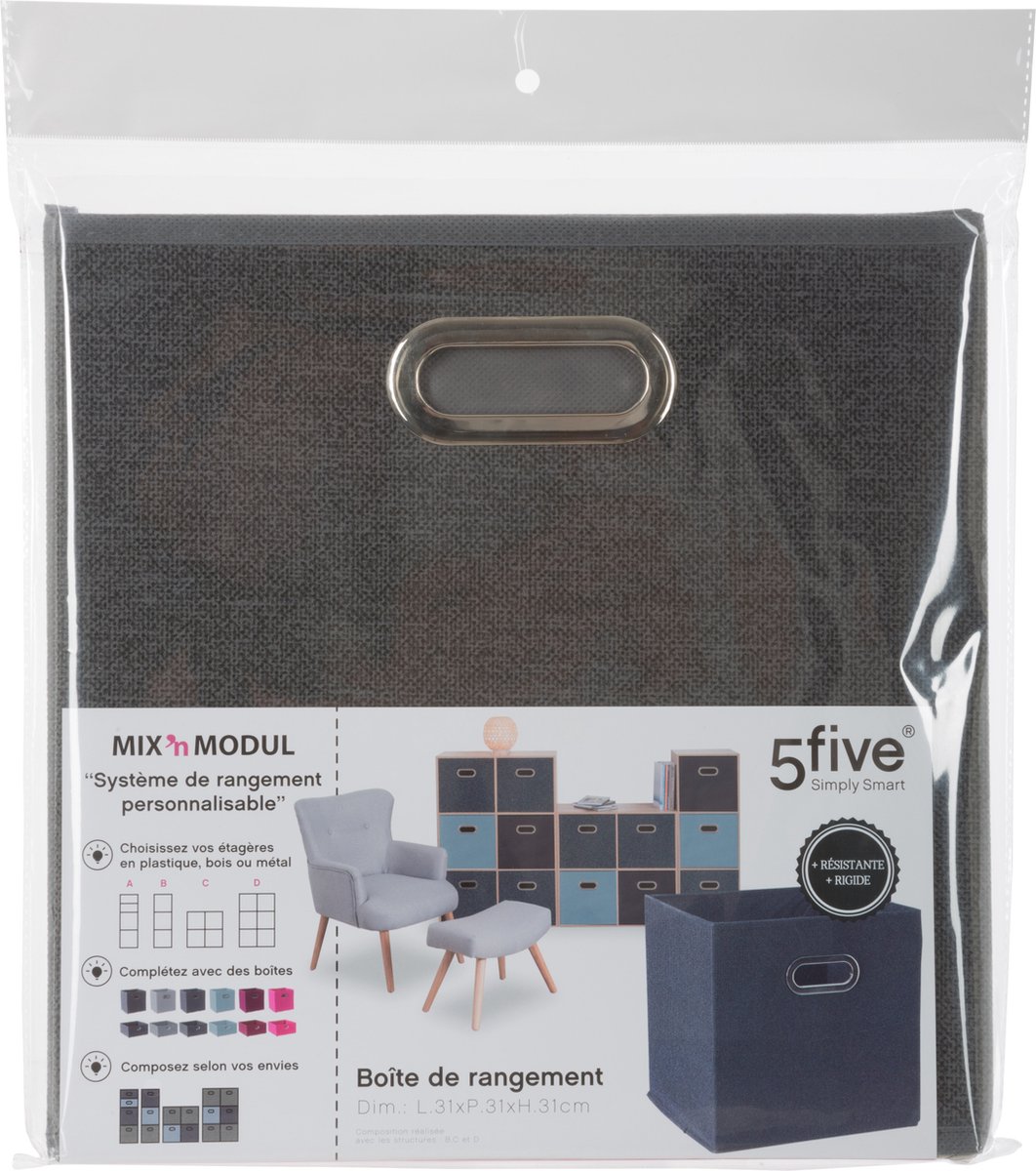 Set Van 2x Opbergmand 29 Liter Donkergrijs Linnen 31 X 31 X 31 Cm - Opbergmanden