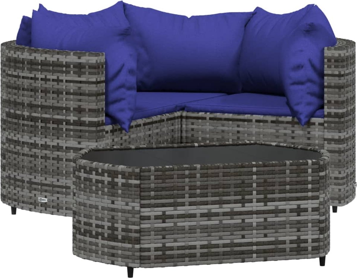 Vidaxl 4-delige Loungeset Met Kussens Poly Rattan Grijs - Zwart