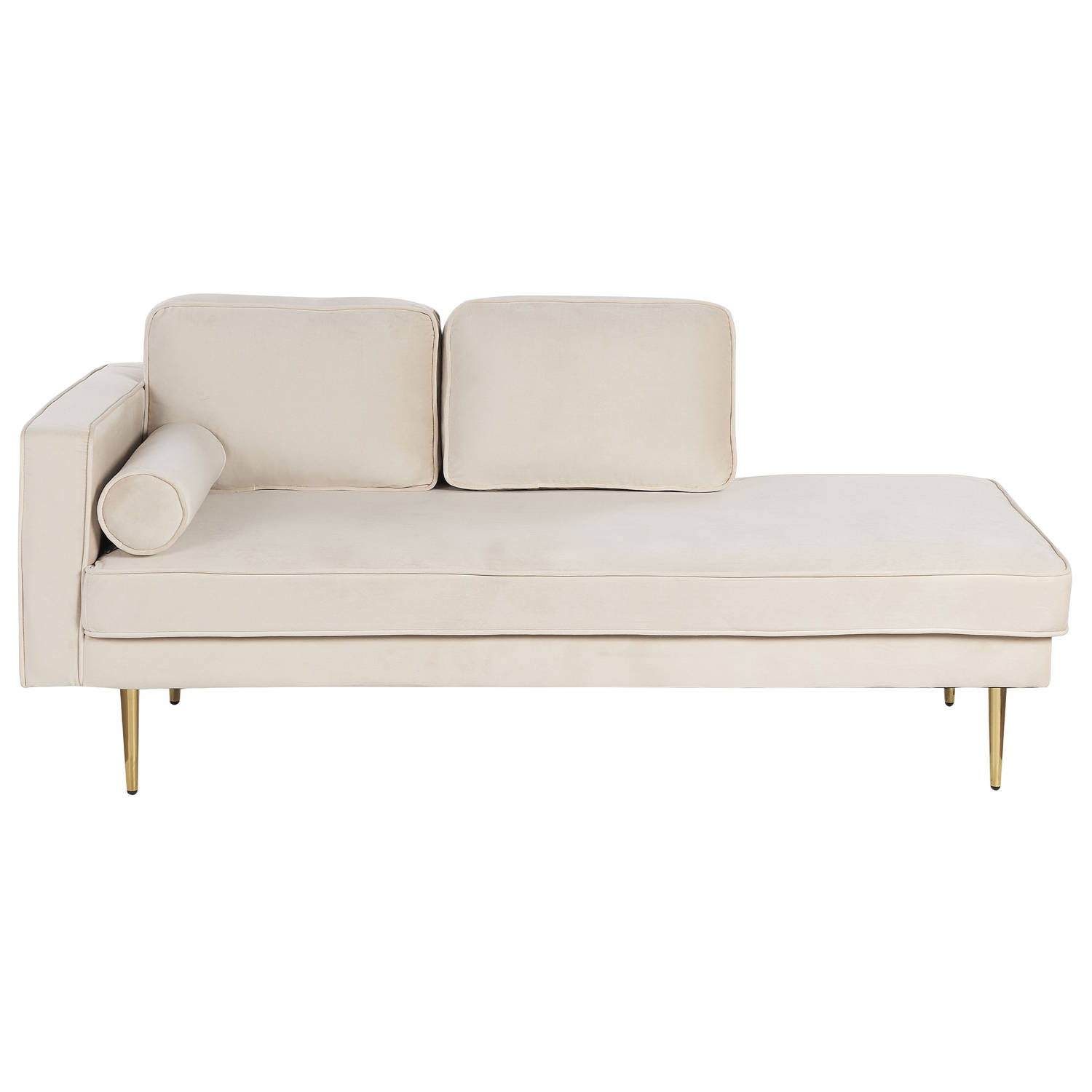 Beliani Miramas - Chaise Longue--fluweel - Beige