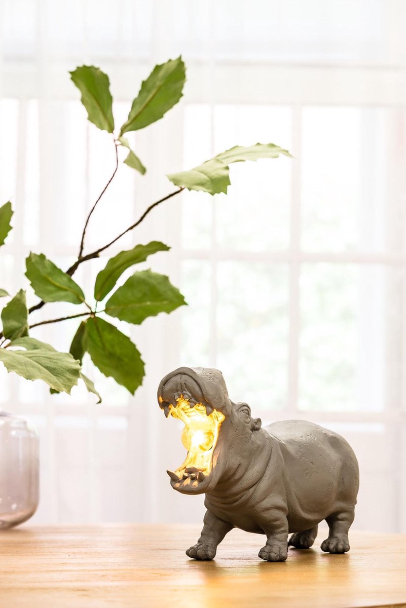 Light & Living - Tafellamp Hippo - 36x14x24cm - Grijs