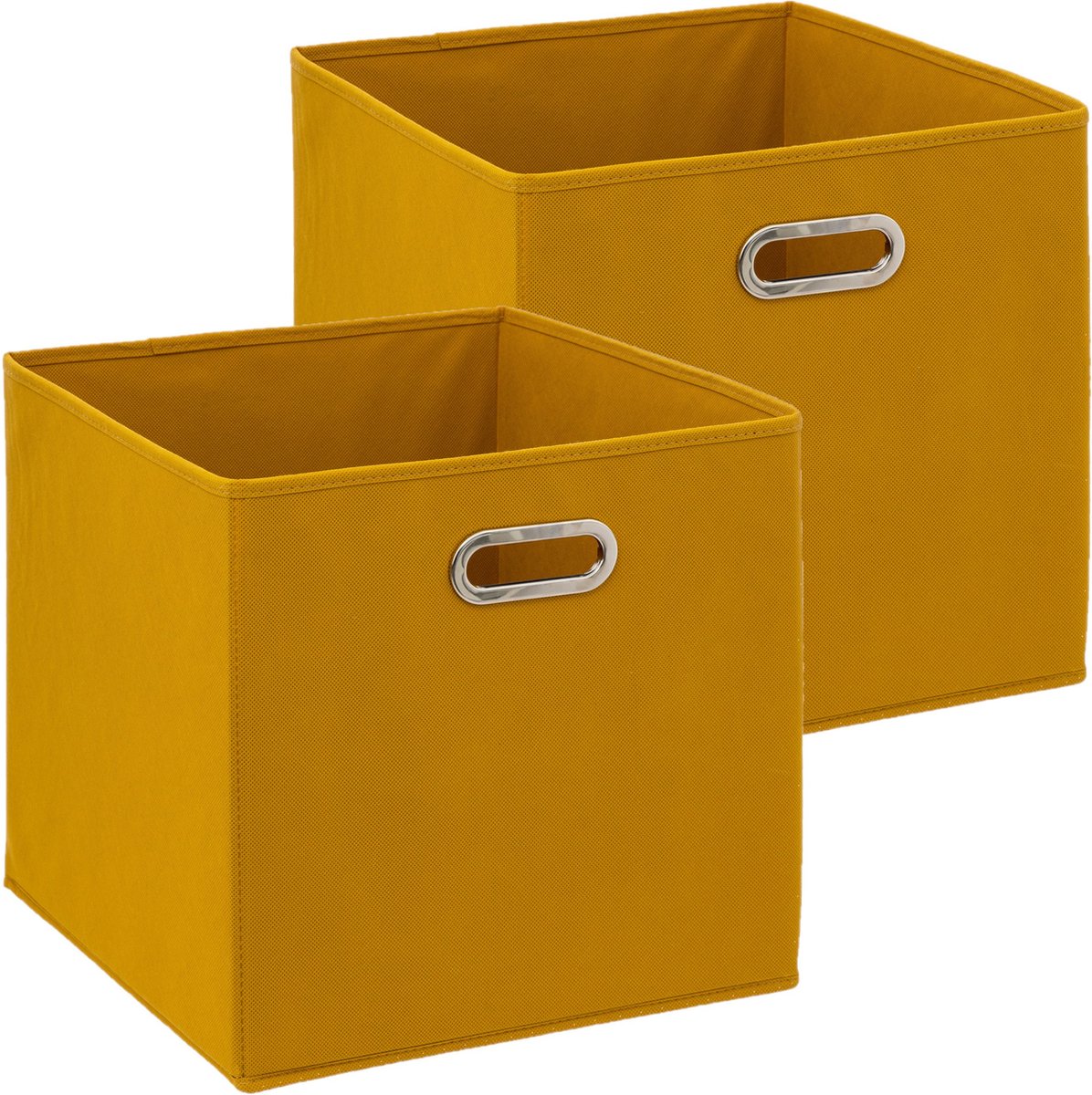 Set Van 2x Opbergmand 29 Liter Linnen 31 X 31 X 31 Cm - Opbergmanden - Geel