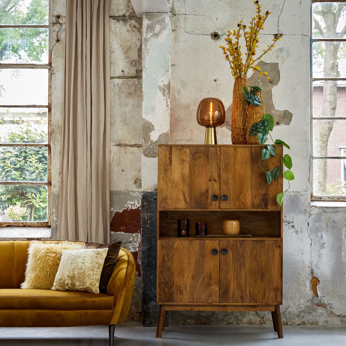 Light & Living - Tafellamp Maysony - 22x22x40cm - Oranje