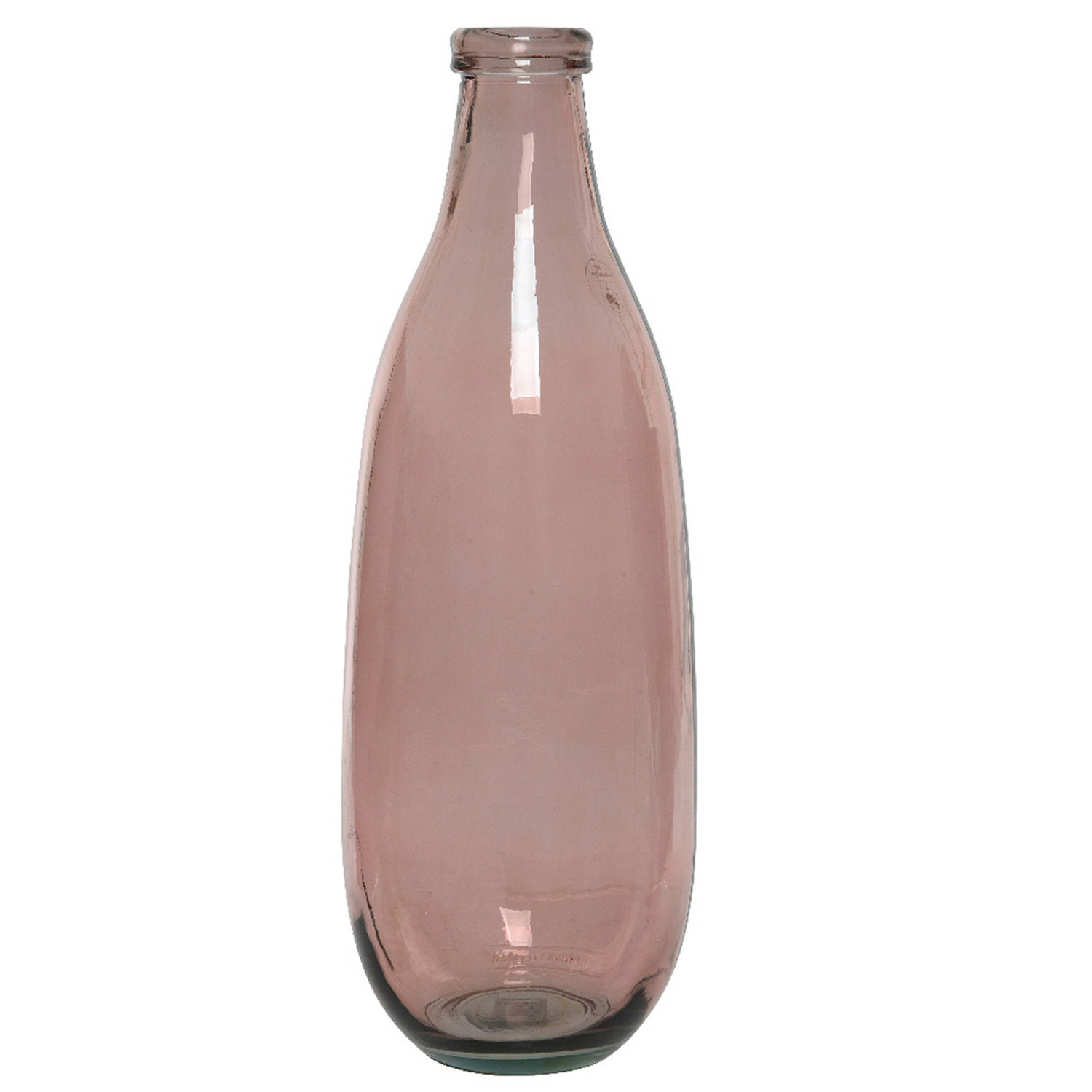 Decoris Vaas/bloemenvaas Van Gerecycled Glas - D15 X H40 Cm Vazen - Roze
