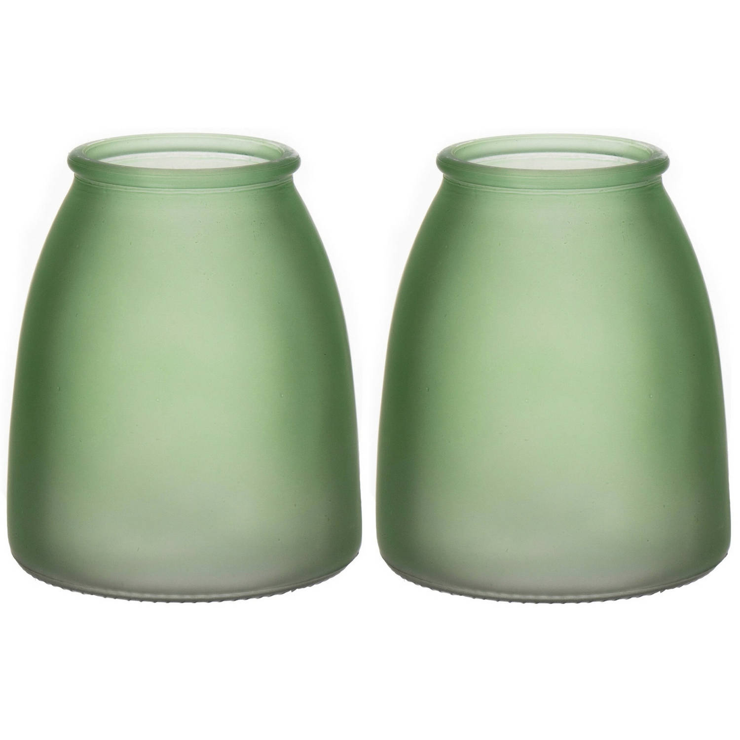 Bellatio Design Bloemenvaas - 2x Mat Glas - D13 X H15 Cm - Vazen - Groen