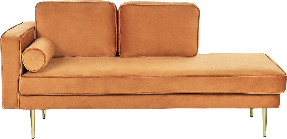 Beliani Miramas - Chaise Longue--fluweel - Oranje